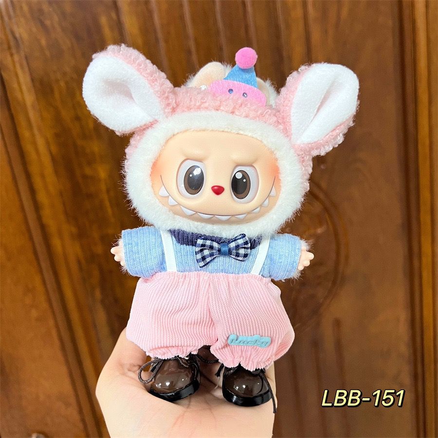 17cm Labubu Pendant Wearing Baby Clothes high quality Labubu Blind Box Pendant Doll Clothes Decorative suit