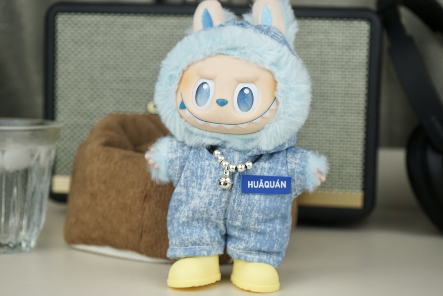 Labubu 17cm Denim Jumpsuit Outfit Set with Hat