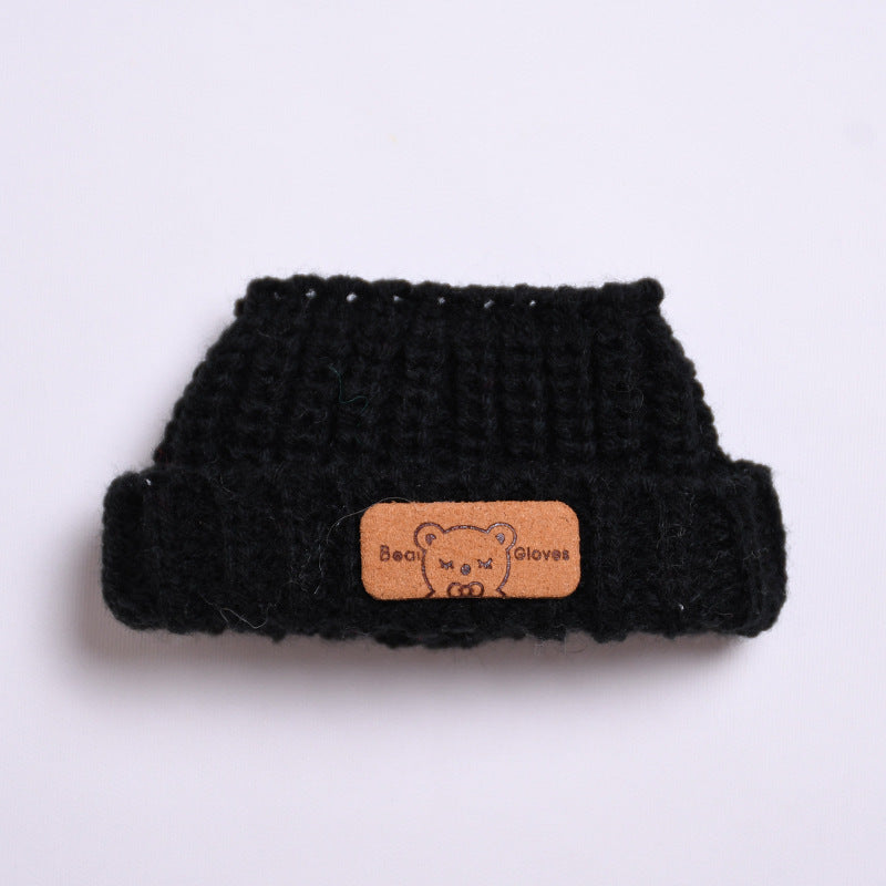 Labubu Doll Wool Hat & Scarf Set for 2nd Gen Pendant - White & Black