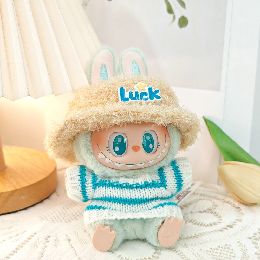 Clothing Only: First, Second, and Third Generation Blind Box Labubu Pendant Clothing, Sitting Labubu Party Doll Pink Sweater