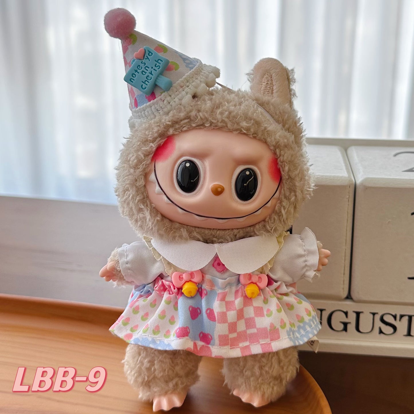 15-17cm labubu Sitting Party Doll Clothes 17cm Vinyl Labu Cute suit Clothes Plush Play