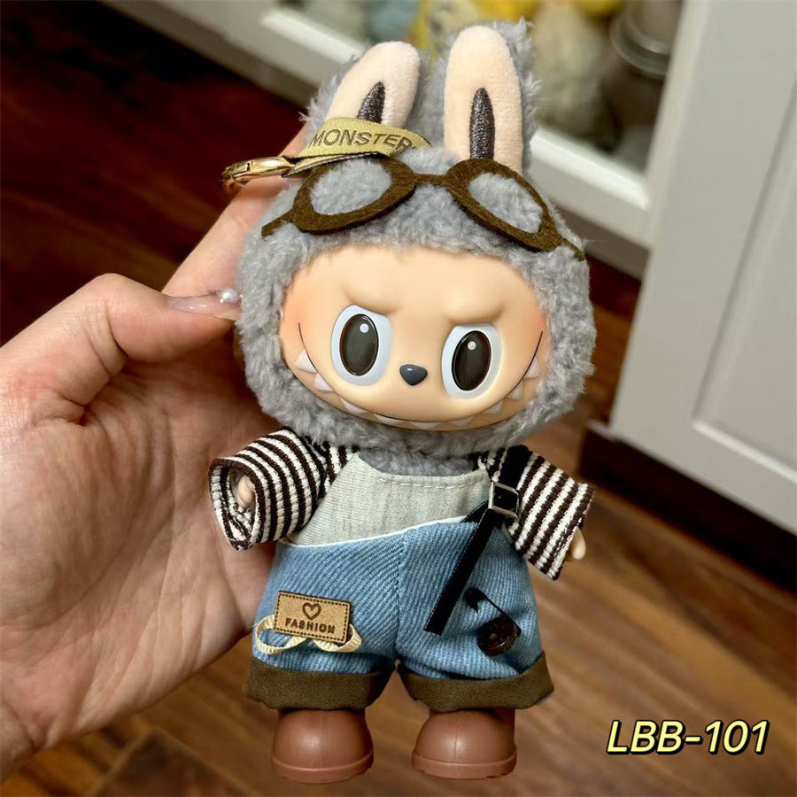 Labubu Doll Vinyl Rab 17cm Doll Cute Dress Casual suit Skirt Plush Toy Clothes