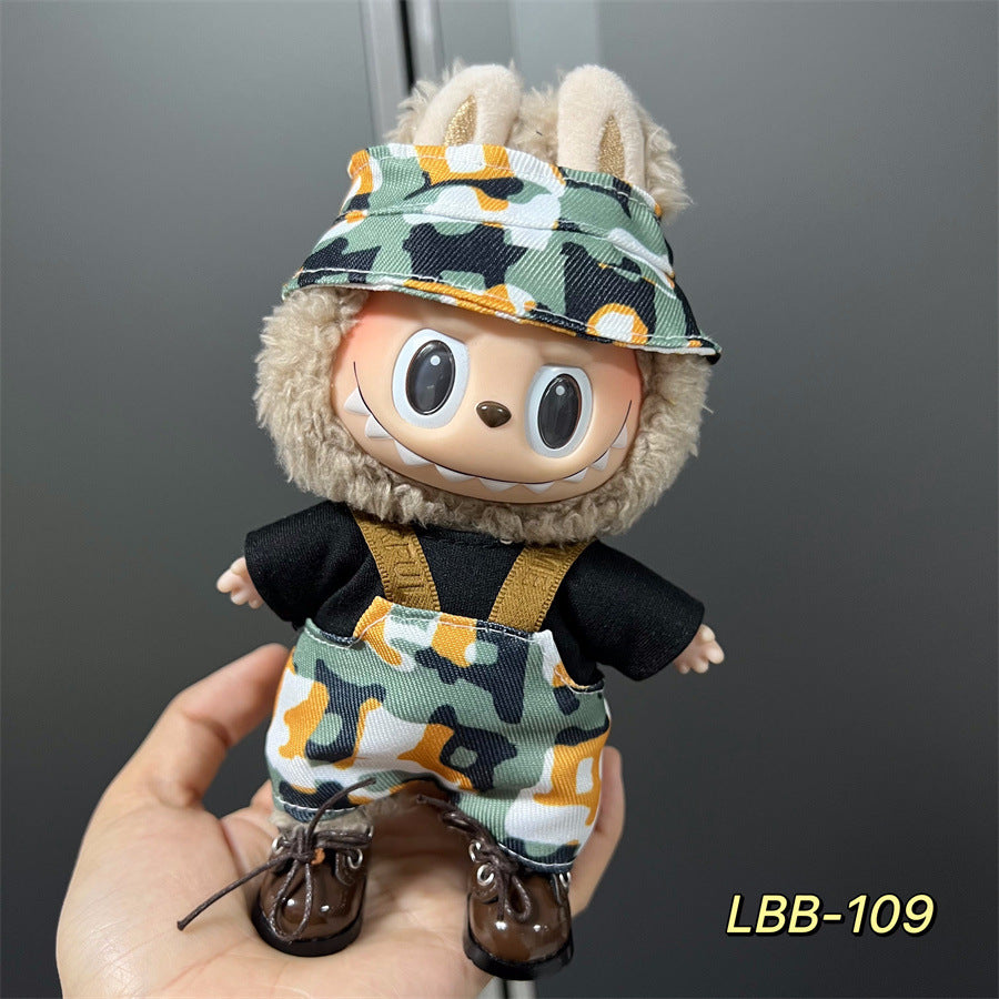 Labubu Wearable Baby Clothes Vinyl Labubu 17cm Doll Cute Dress-Up Casual Suit Skirt Plush Clothes