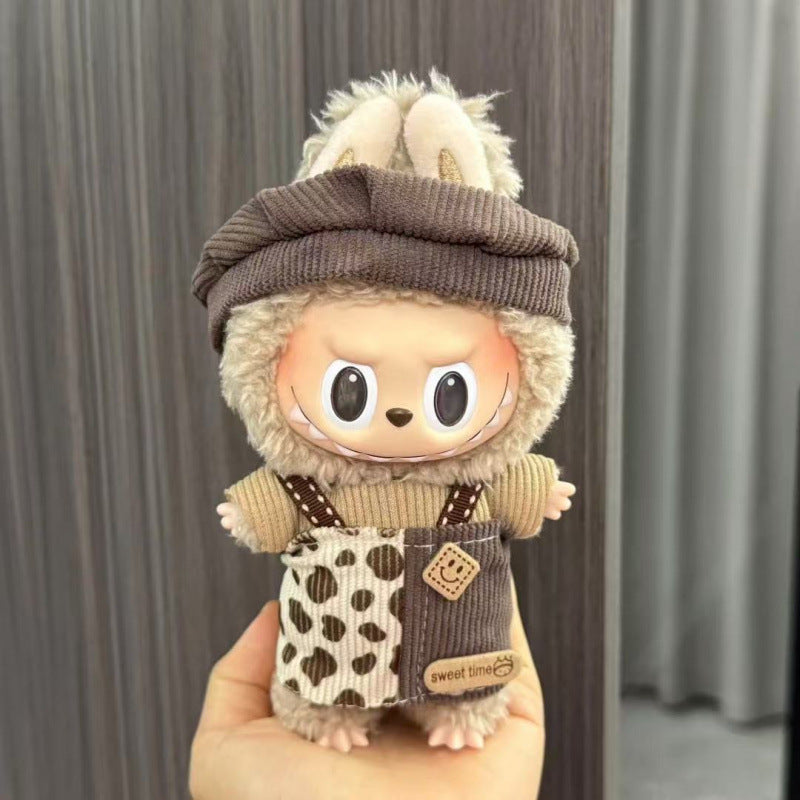 Rab cloth doll labubu17cm pendant one or two generations of vinyl plush doll suit accessories for clothes