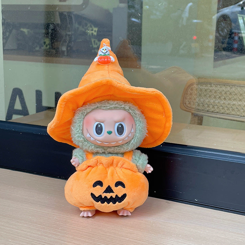 Labubu Doll Halloween Outfit - Pumpkin Clothes for Vinyl Doll