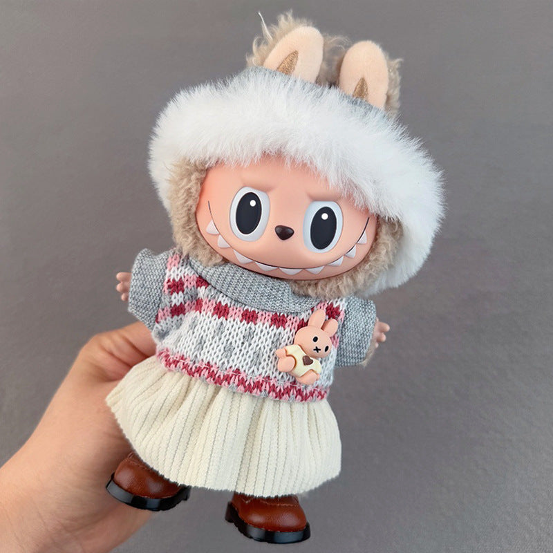 New 17CM Labubu Pendant for Baby Clothes high quality Labubu Blind Box Pendant Doll Clothes Decorative suit