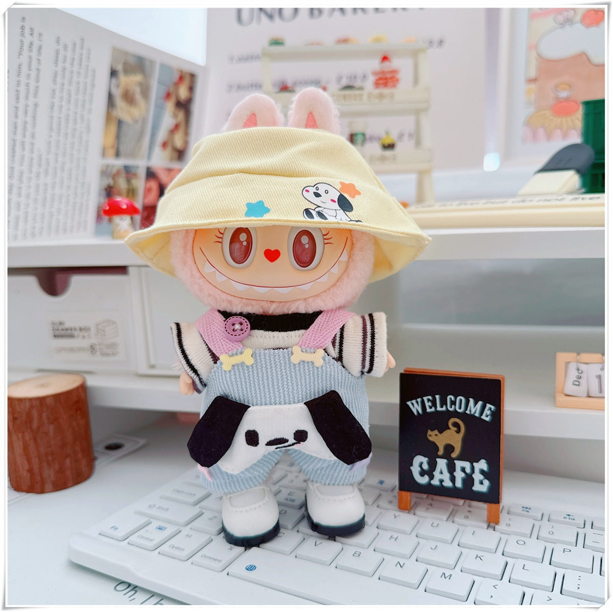 Labubu Doll Clothes - Sweet Dog Travel Outfit & Camera Bags