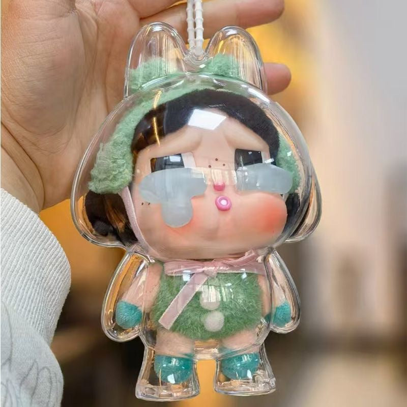 LABUBU Second Generation Sitting Party Transparent Protective Case Doll Dust-proof Case Protective Case Doll Clothes Wearing Bubble Mart