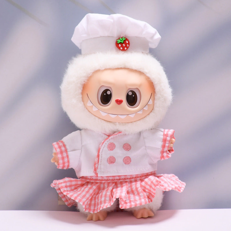 Labubu Chef Pink Skirt Set for 38cm Doll - Baby Clothes Outfit