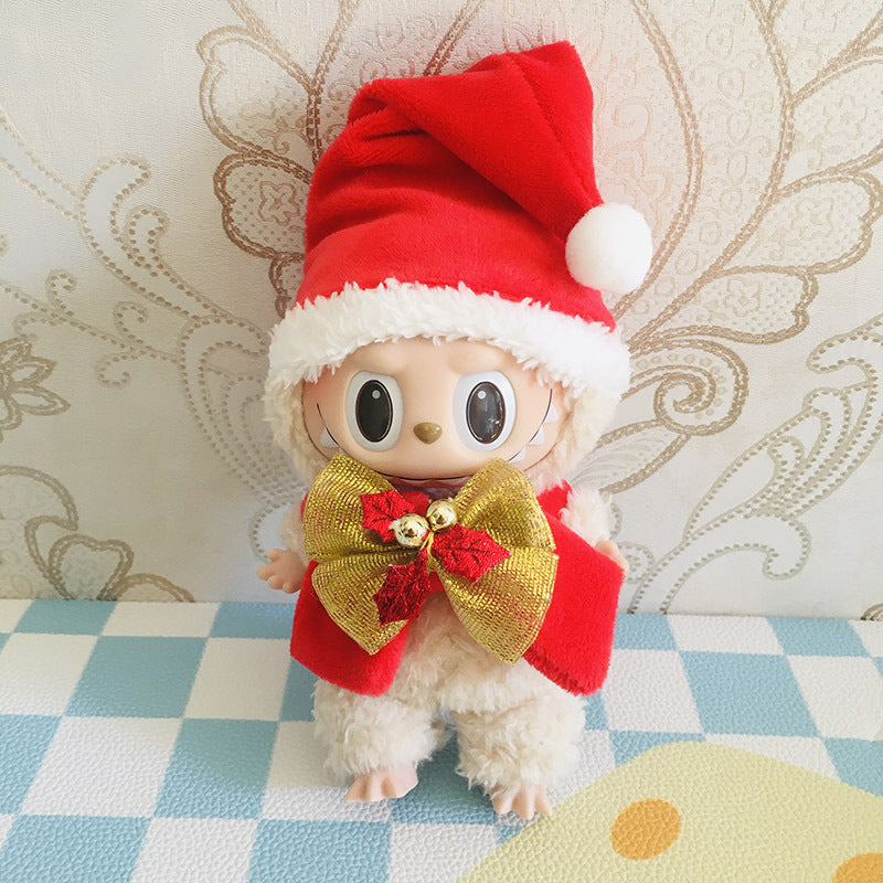 17cm Generation II Labubu Pendant Christmas Cloak Labubu Christmas Clothes Halloween Day Doll Clothes
