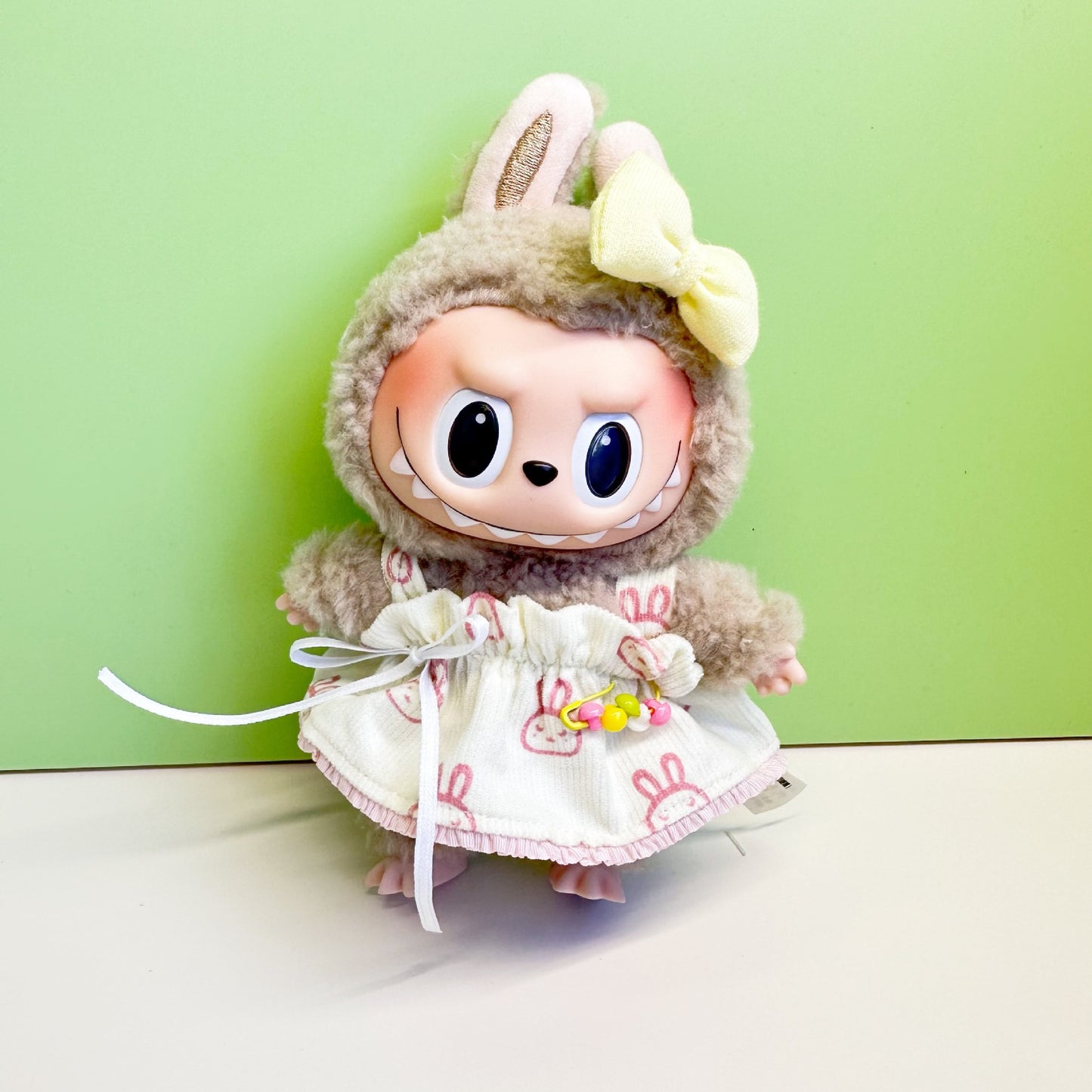 15cm blind box pull cloth pendant clothes casual two-piece macaron labubu pendant doll plaid suit