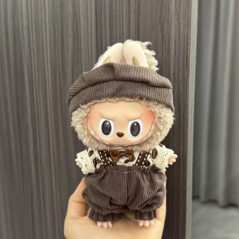 Rab cloth doll labubu17cm pendant one or two generations of vinyl plush doll suit accessories for clothes