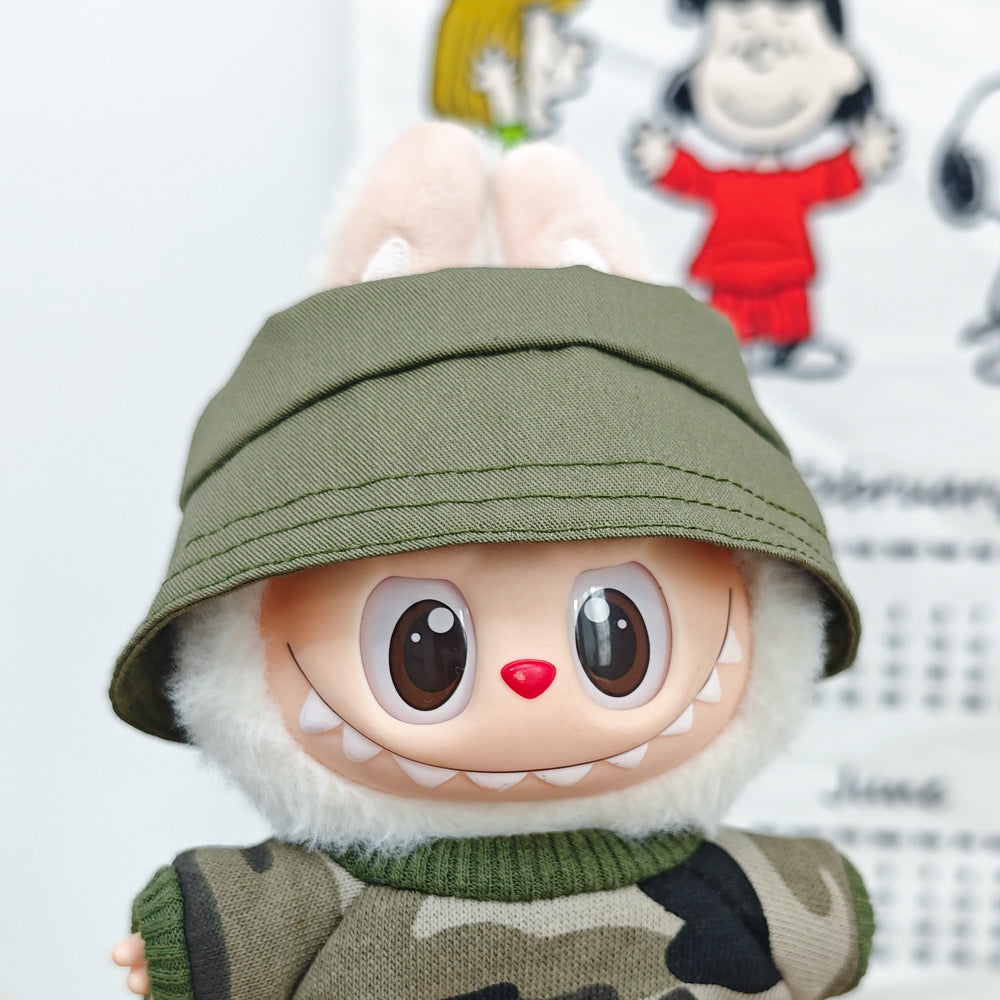 Labubu 17cm Doll Camouflage Outfit with Fisherman Hat & Accessories