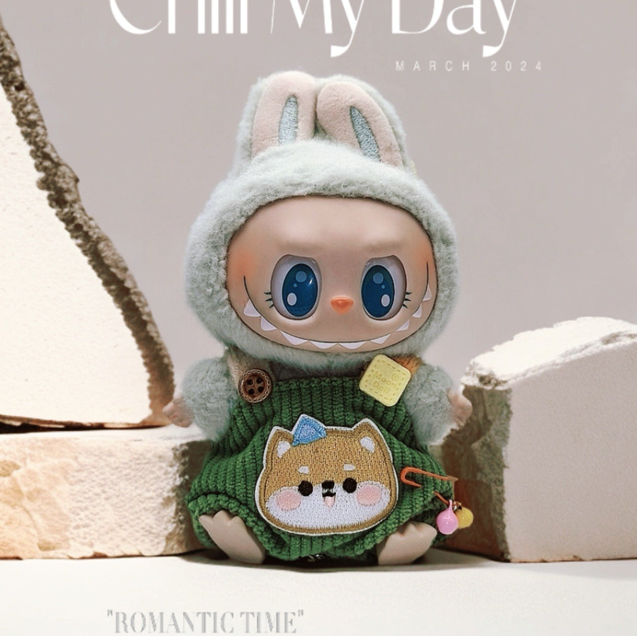 Labubu Doll Outfit - 17cm Cute Overalls & Hat Set