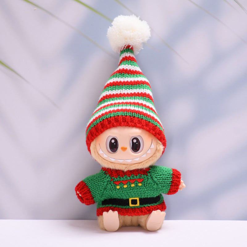 Labubu Christmas Sweater & Hat Set for 2nd Gen Pendant Doll