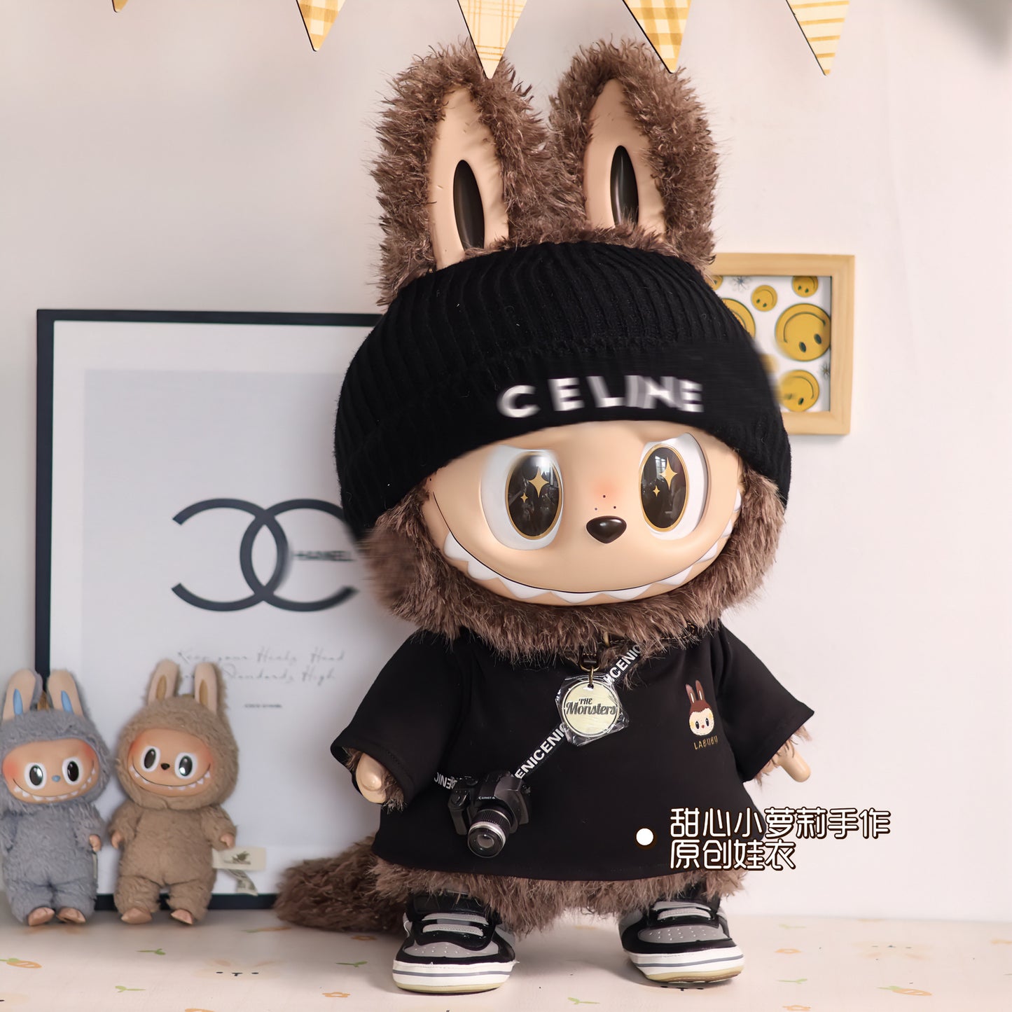 Labubu 58cm Doll Outfit - Woolen Hat, T-Shirt & Sneakers