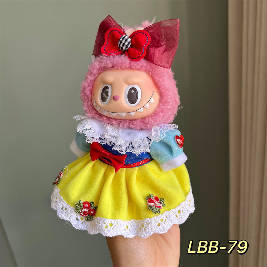 Only clothes for sale cloth baby clothes 17cm plush vinyl labubu sit party generation two generation for suit