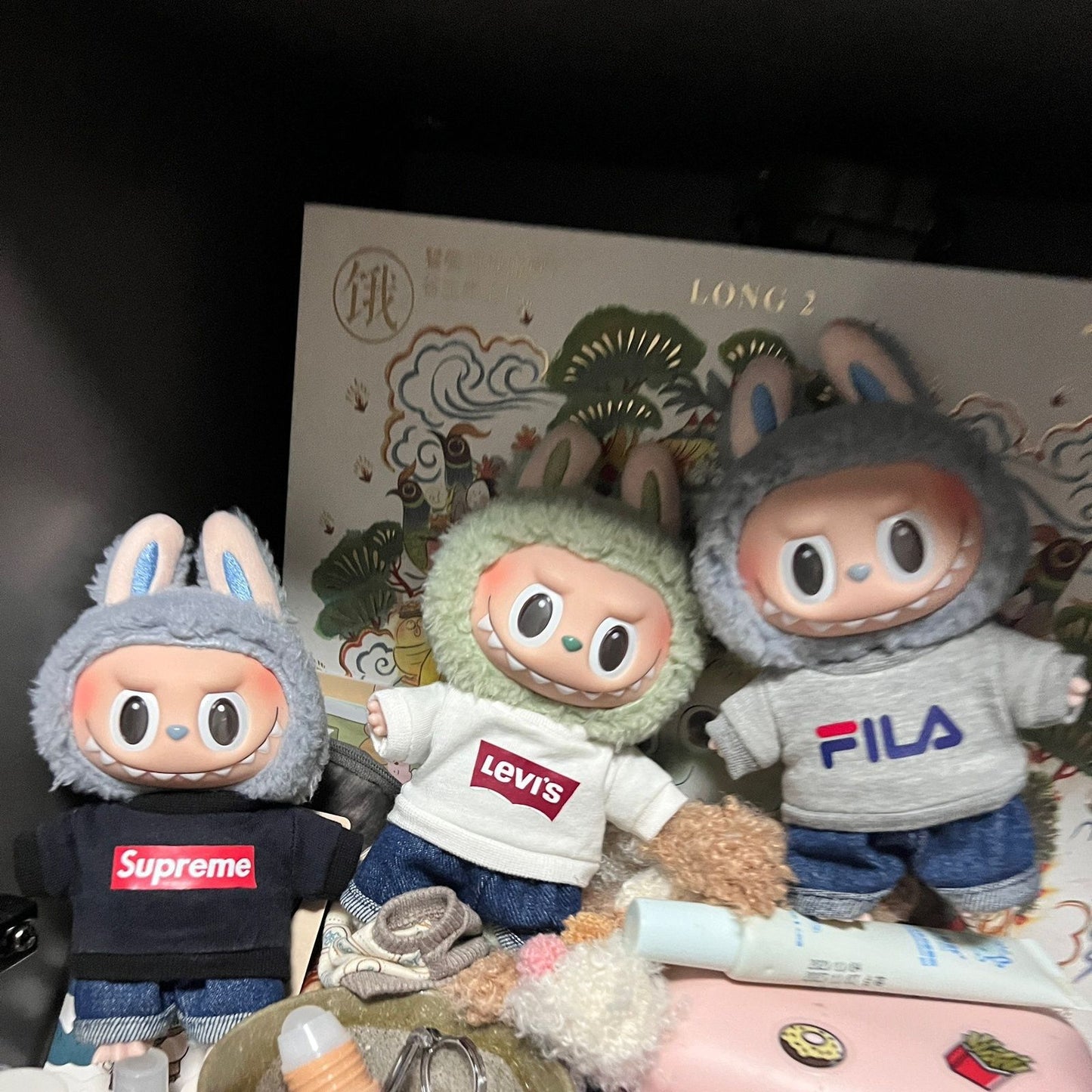 Labubu Doll Outfit - Gray Top & Cuffed Jeans for 10-20cm Vinyl Dolls