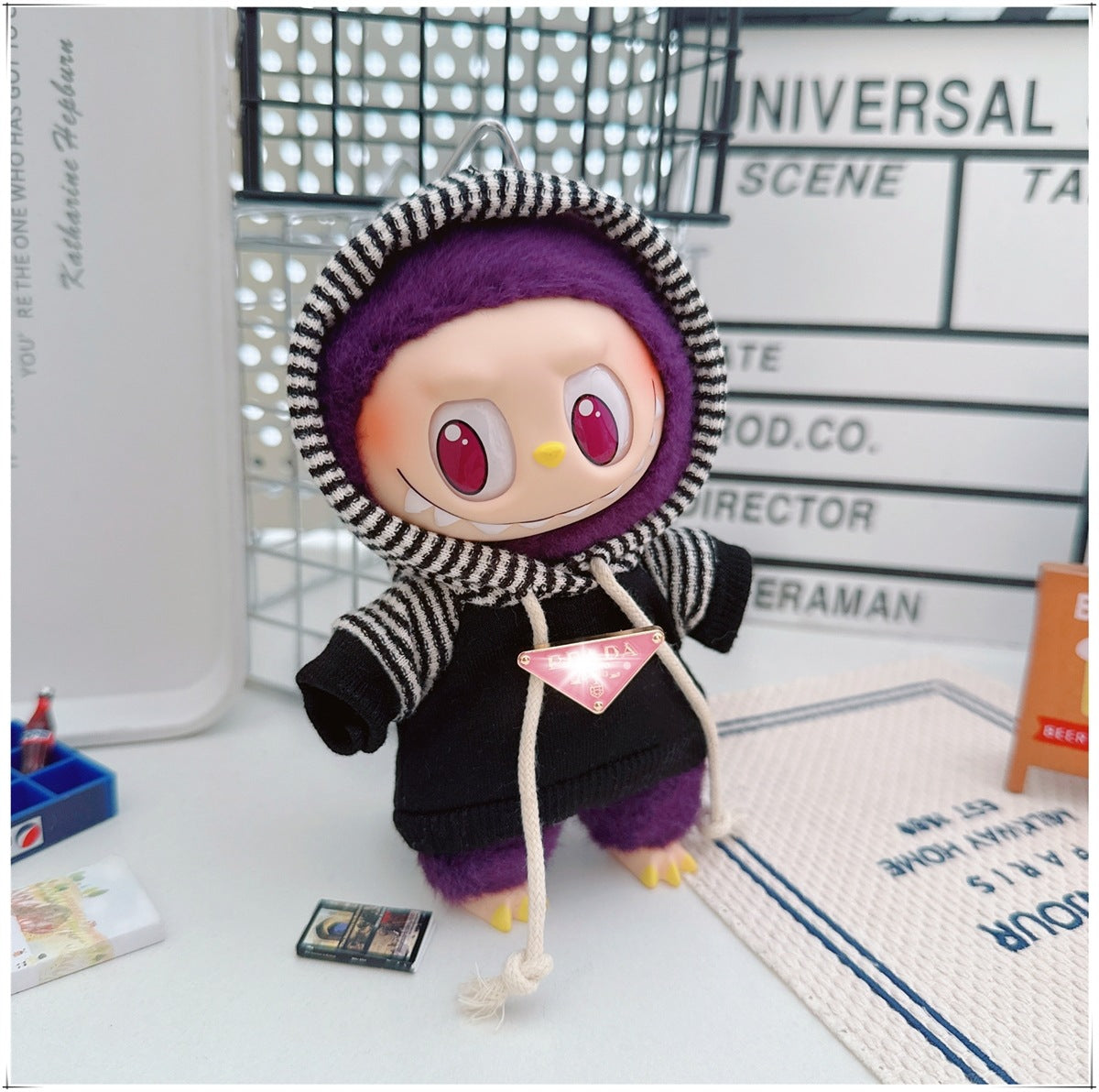 Labubu Doll Outfit - Striped Sweater & Hat Set for 17cm Labubu