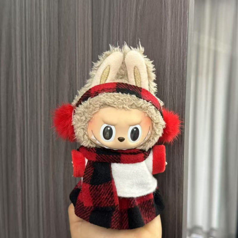 Rab cloth doll labubu17cm pendant one or two generations of vinyl plush doll suit accessories for clothes