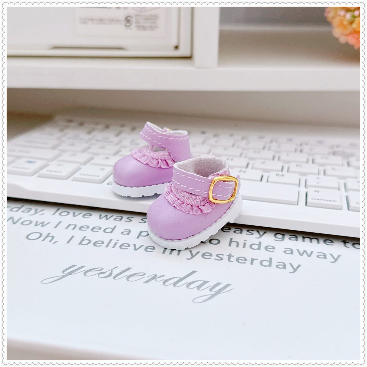 17cm labubu doll 10cm cotton doll three-year-old black white canvas shoes lace-up cloth shoes