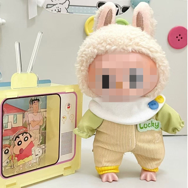 Labubu Doll Outfit - 17cm Baby Clothes Set with Bear Ear Hat