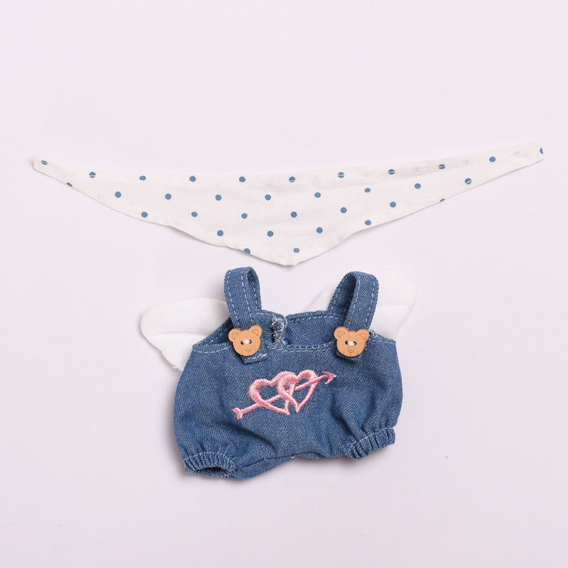 Labubu Doll Clothes - Cupid Love Overalls & Scarf for 17cm Vinyl Pendant Doll