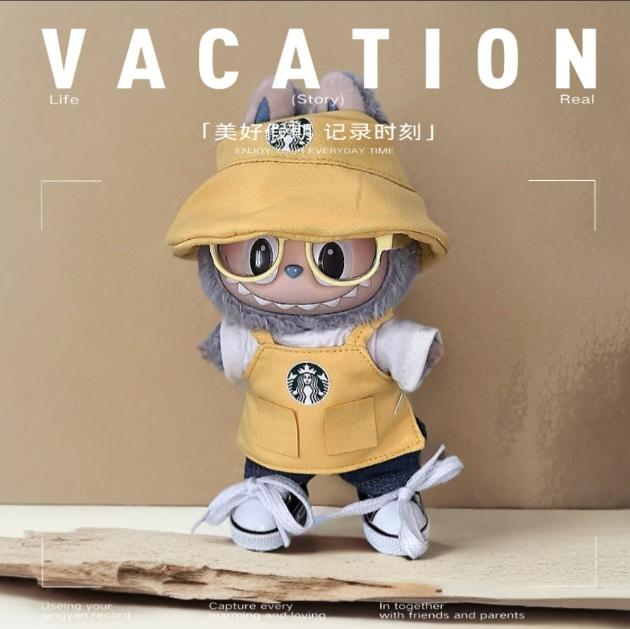 Labubu Doll Overalls Set for 17cm Vinyl Dolls