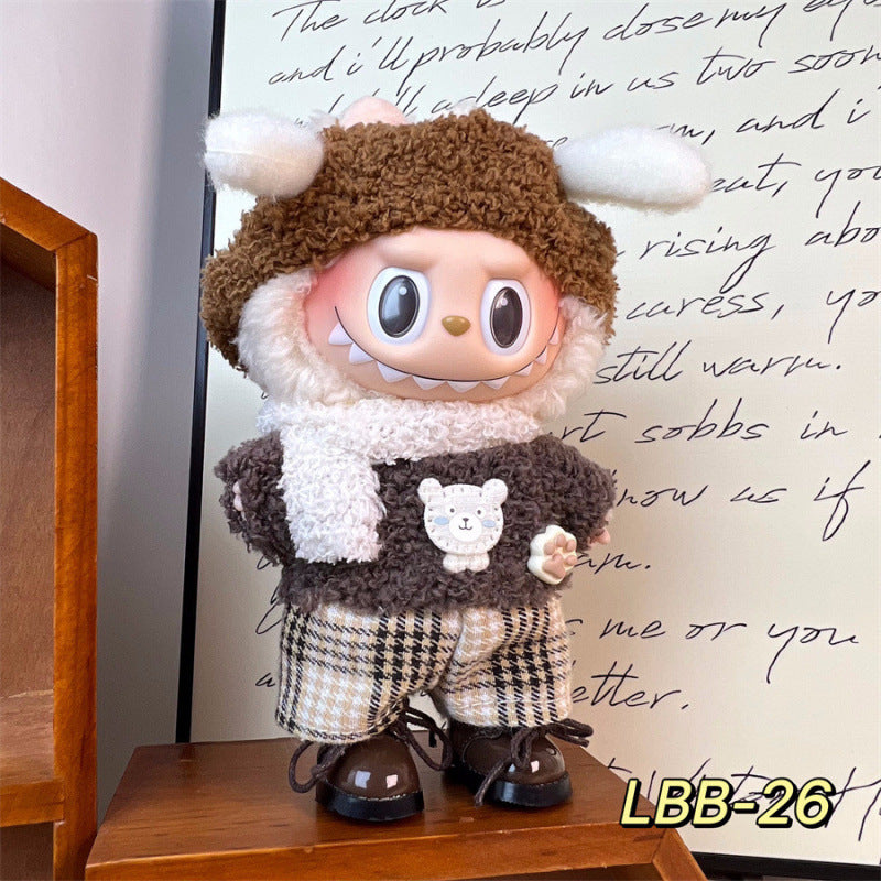 New 17cm Labubu Pendant with Replacement Baby Clothes High Quality Labubu Blind Box Pendant Baby Clothes Decoration Set