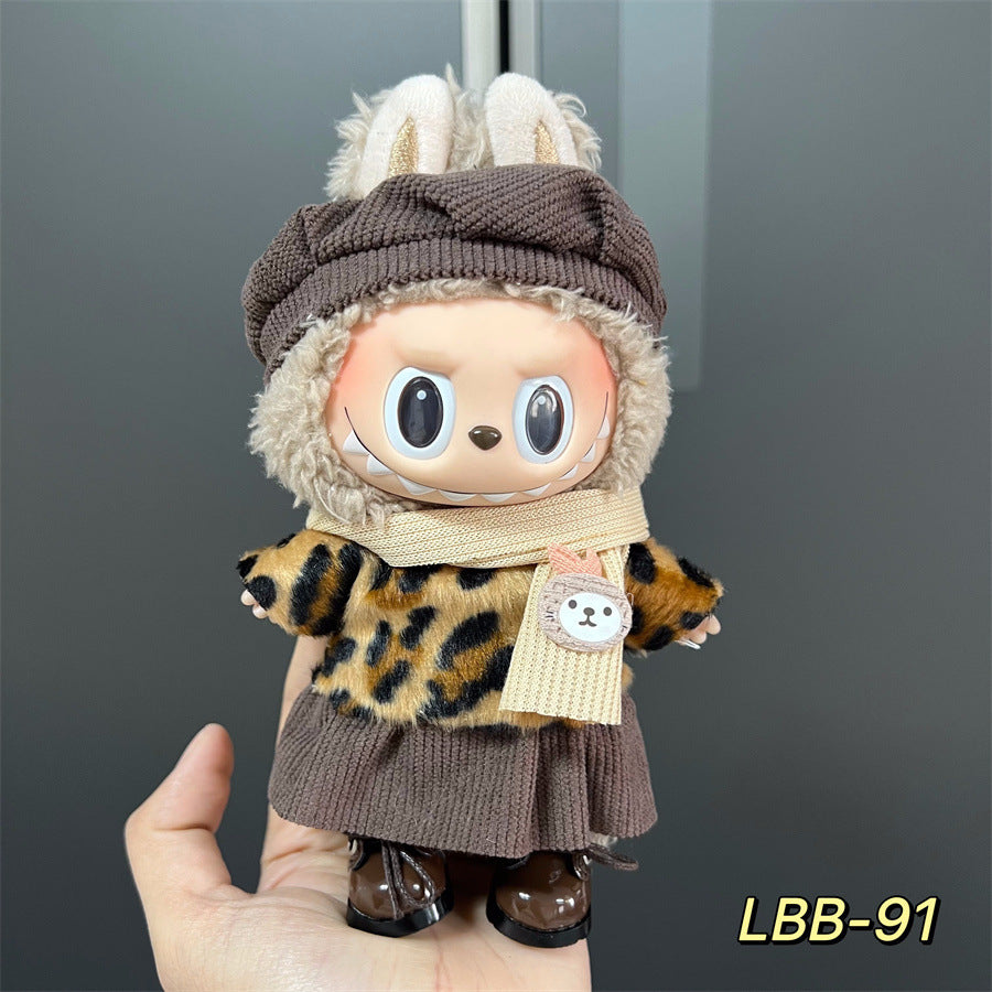 Labubu Wearable Baby Clothes Vinyl Labubu 17cm Doll Cute Dress-Up Casual Suit Skirt Plush Clothes