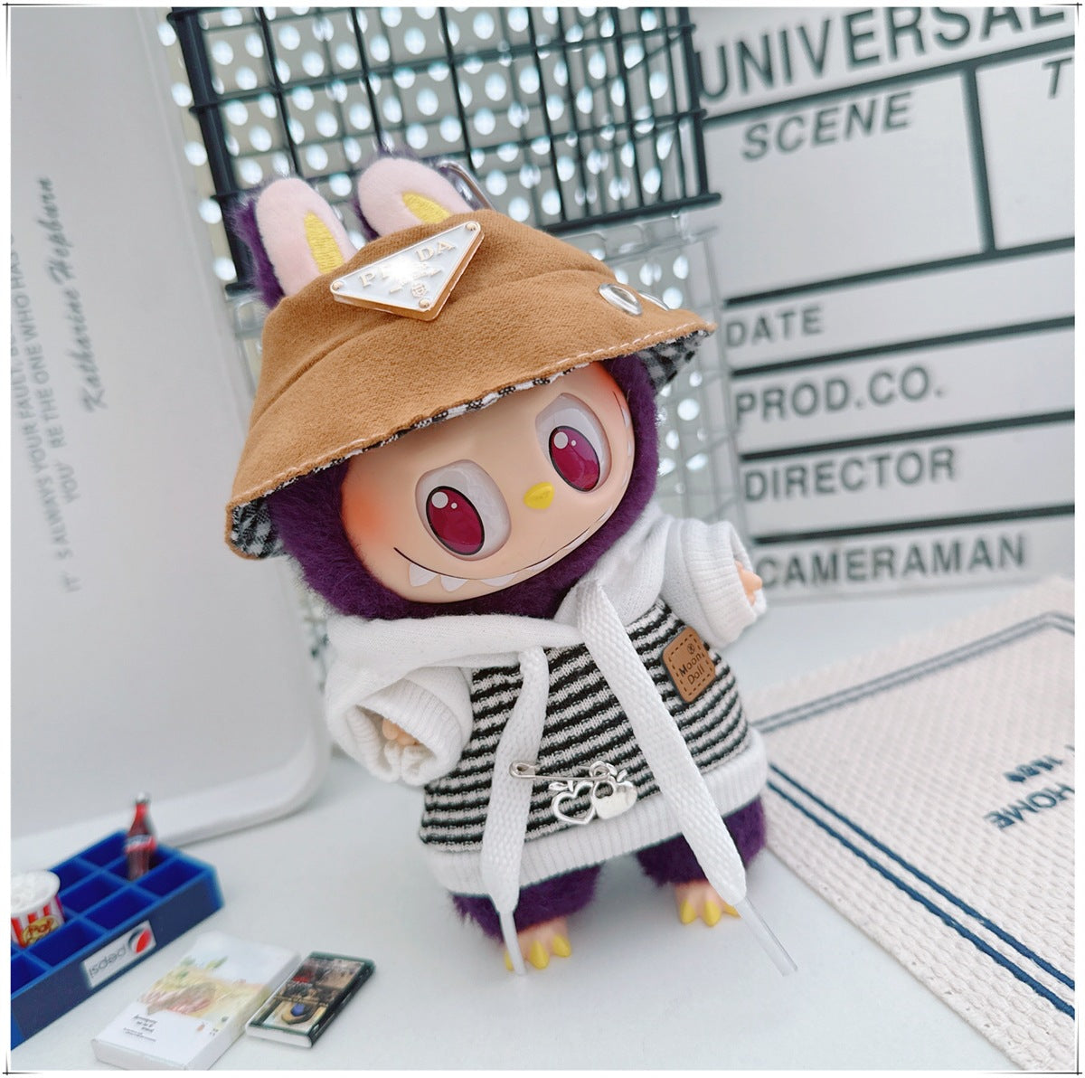 Labubu Doll Outfit - Striped Sweater & Hat Set for 17cm Labubu