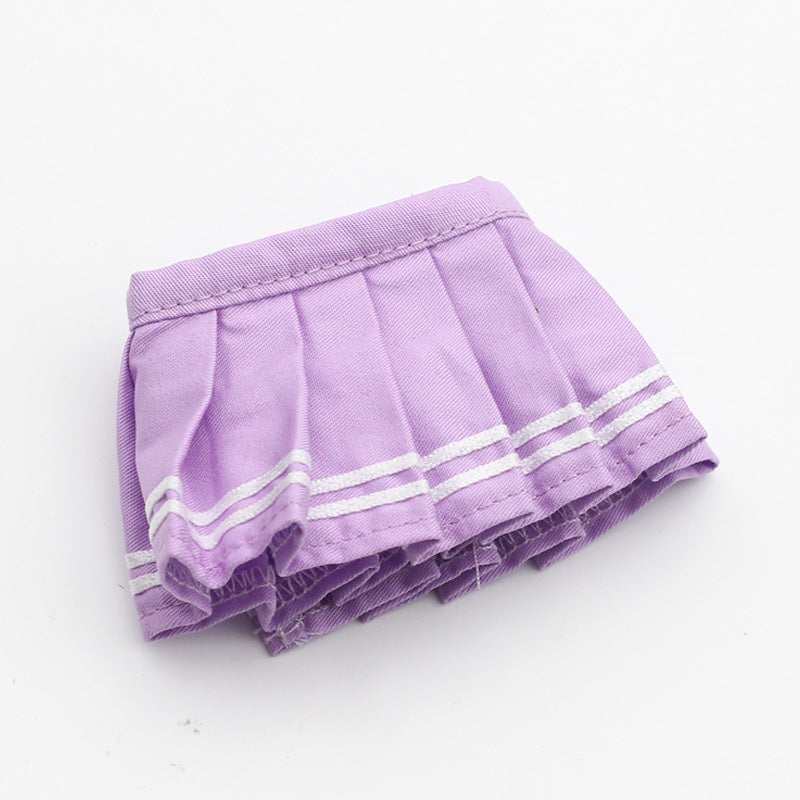 Labubu Doll Pleated Skirt for 17cm Vinyl Doll - Plaid & Solid Colors