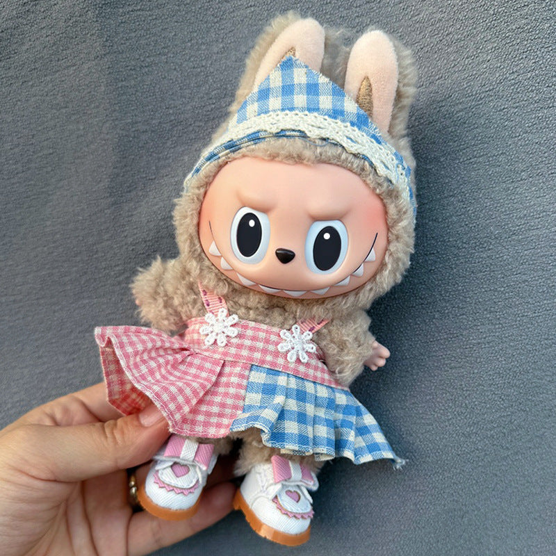 New 17CM Labubu Pendant for Baby Clothes high quality Labubu Blind Box Pendant Doll Clothes Decorative suit