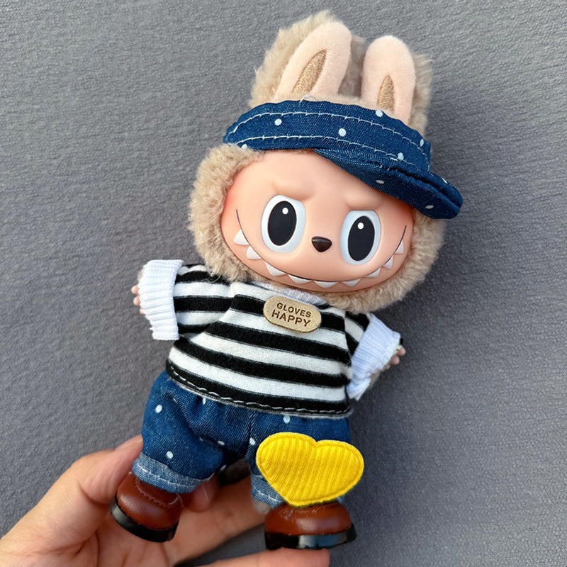 New 17CM Labubu Pendant for Baby Clothes high quality Labubu Blind Box Pendant Doll Clothes Decorative suit