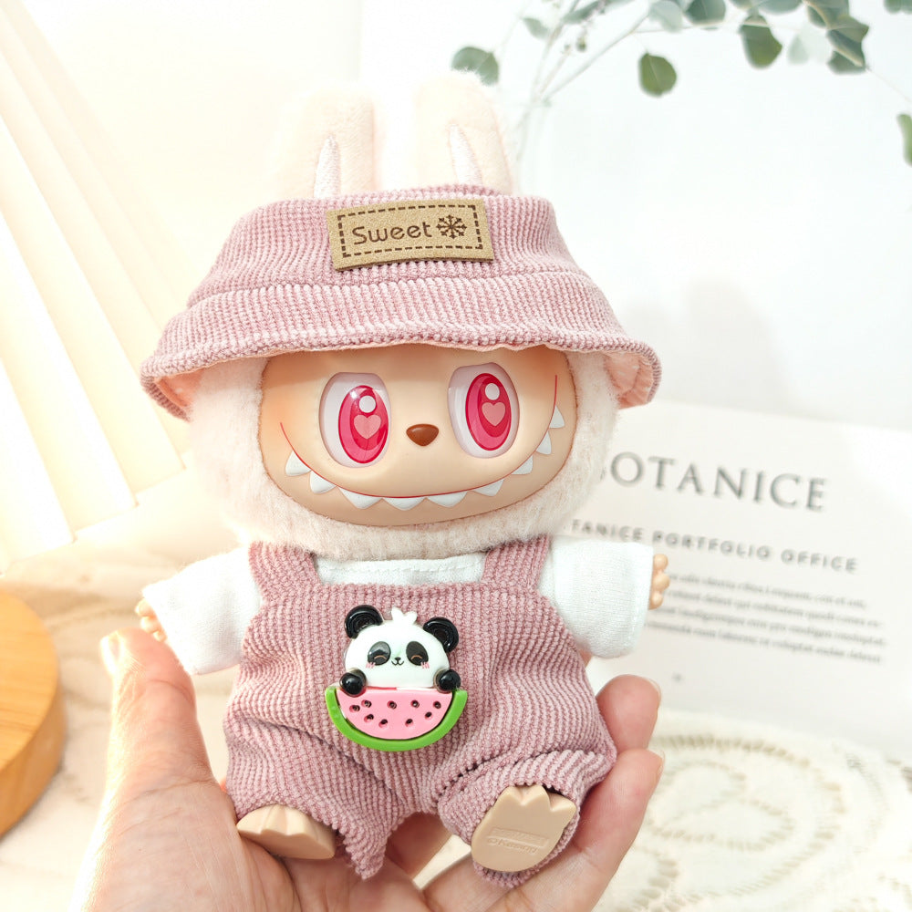 Labubu Doll Outfit Set - Panda Overalls & Hat for 1st & 2nd Gen