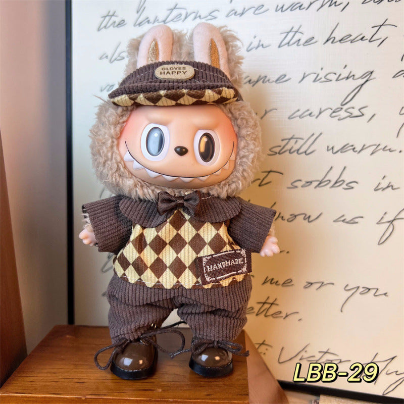 New 17cm Labubu Pendant with Replacement Baby Clothes High Quality Labubu Blind Box Pendant Baby Clothes Decoration Set