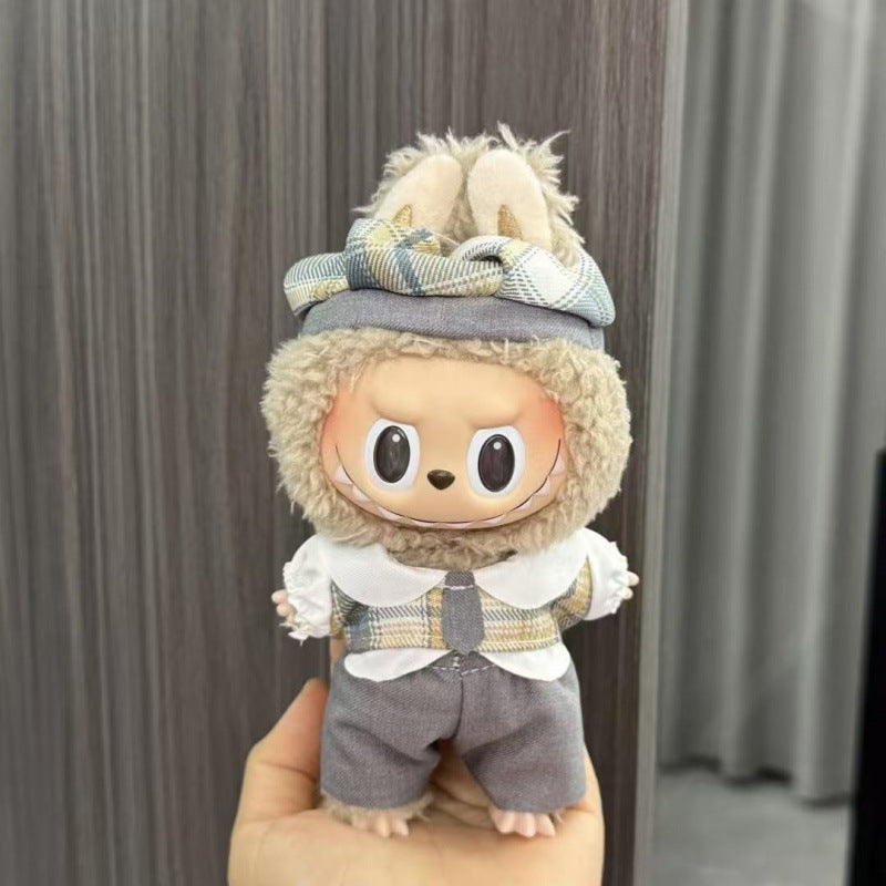 Rab cloth doll labubu17cm pendant one or two generations of vinyl plush doll suit accessories for clothes