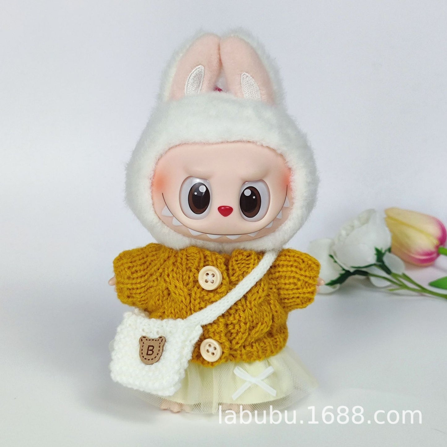 Labubu Doll Outfit - 17cm Sweater, Skirt & Bag Set for 1st-3rd Gen