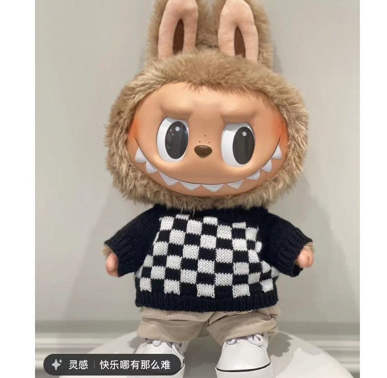 Labubu Doll Clothes - 38CM Cute Outfit Set with Sweater, Hat & Scarf