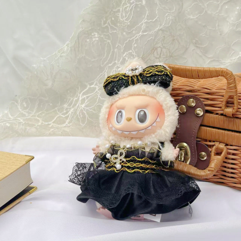 Labubu Doll Skirt Outfit with Necklace & Hair Accessories for 17cm Vinyl Doll