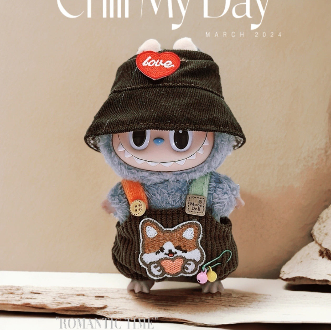 Labubu Doll Outfit - 17cm Cute Overalls & Hat Set