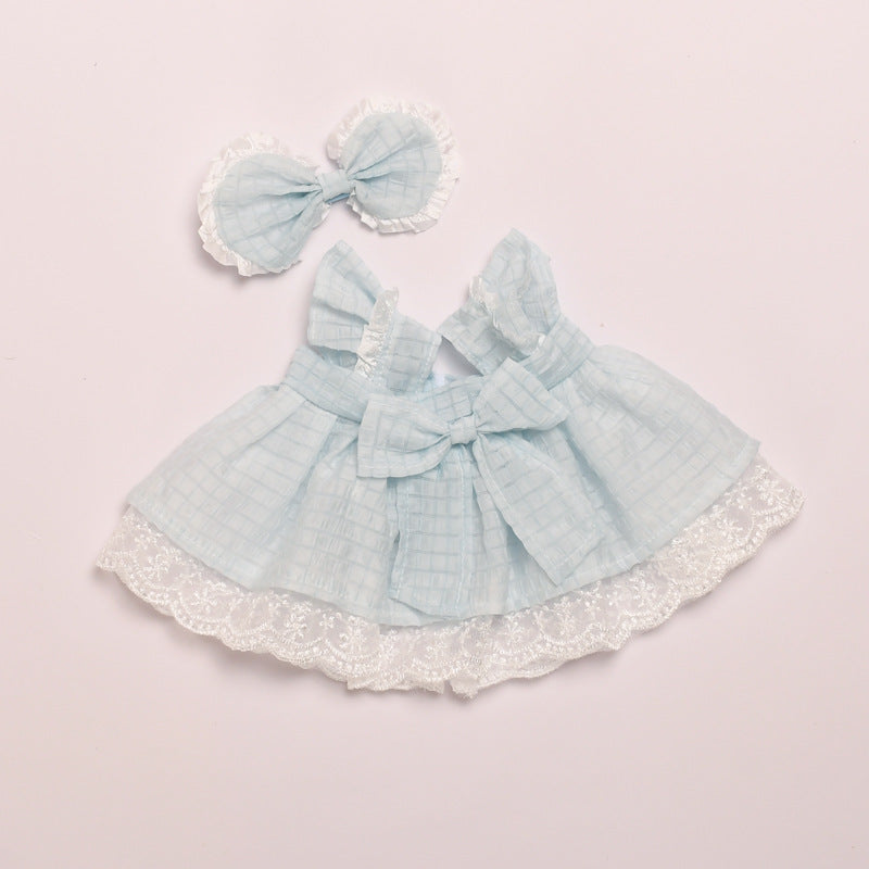 Labubu Doll Dress Outfit for 38cm Vinyl Doll - Princess Lace Skirt & Shoulder Bag
