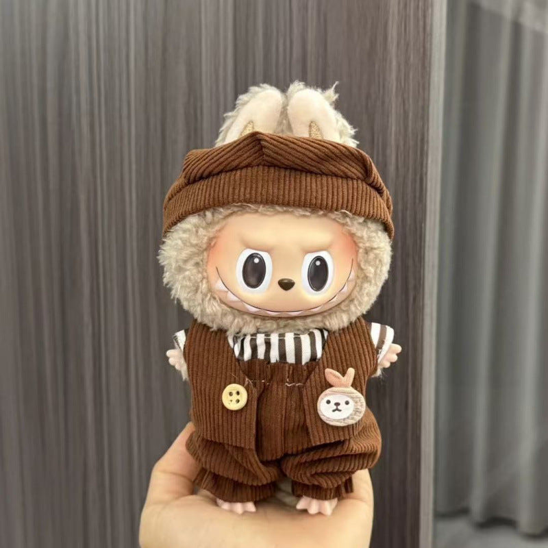 Rab cloth doll labubu17cm pendant one or two generations of vinyl plush doll suit accessories for clothes