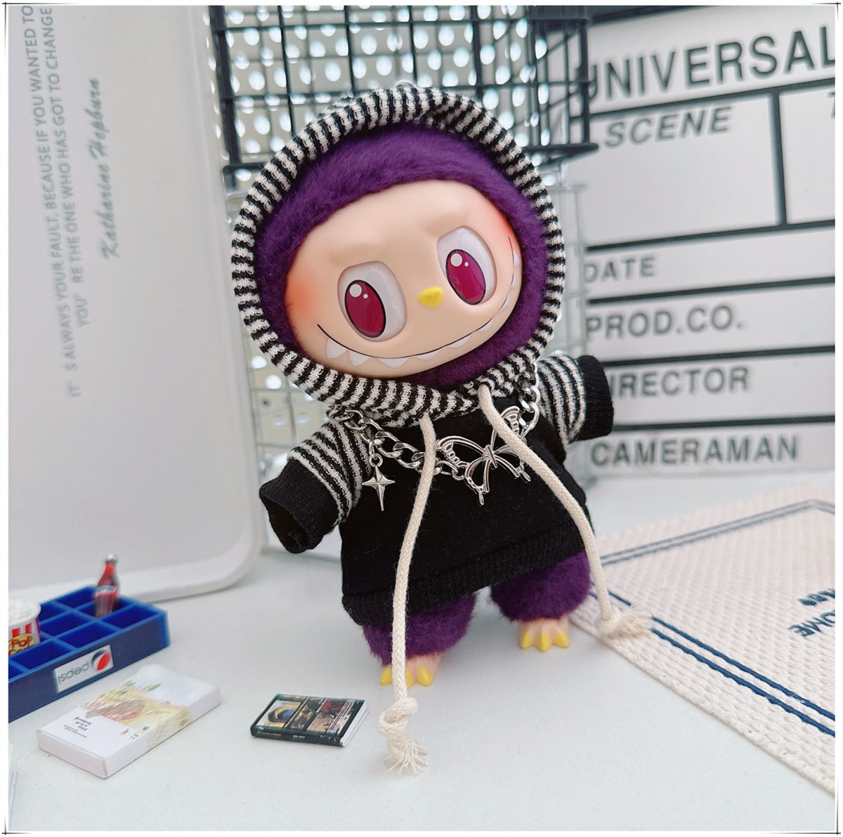Labubu Doll Outfit - Striped Sweater & Hat Set for 17cm Labubu