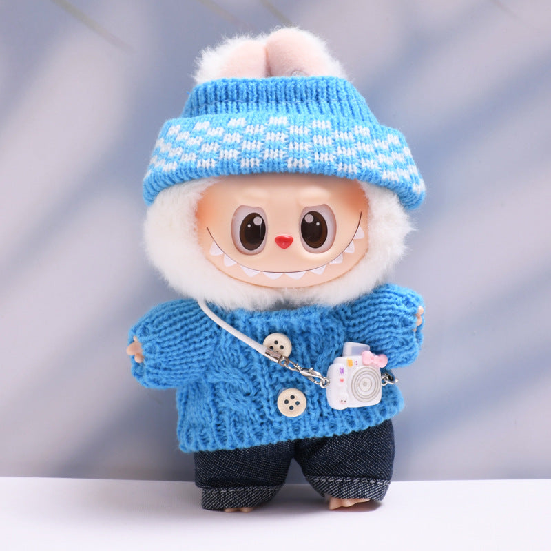 Labubu Doll Button Sweater & Hat Outfit Set for 1st & 2nd Gen Pendants