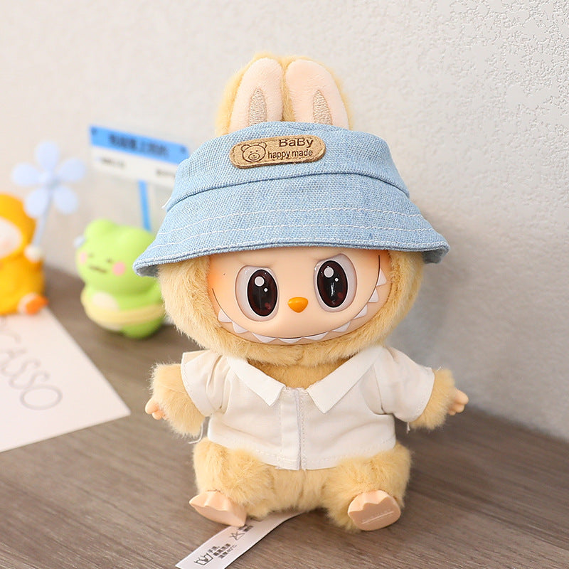 LABUBU cloth clothes sit party heart Macaron 17cm 15cm vinyl pendant hat shirt
