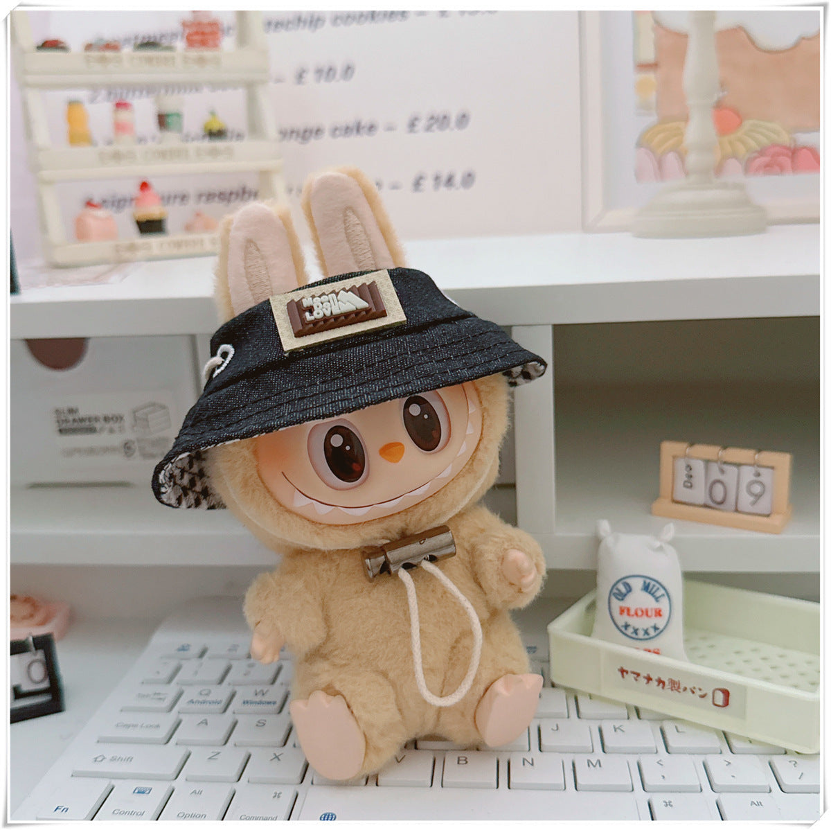 Labubu Doll Outfit - One Shoulder Cool Overalls & T-Shirt Set