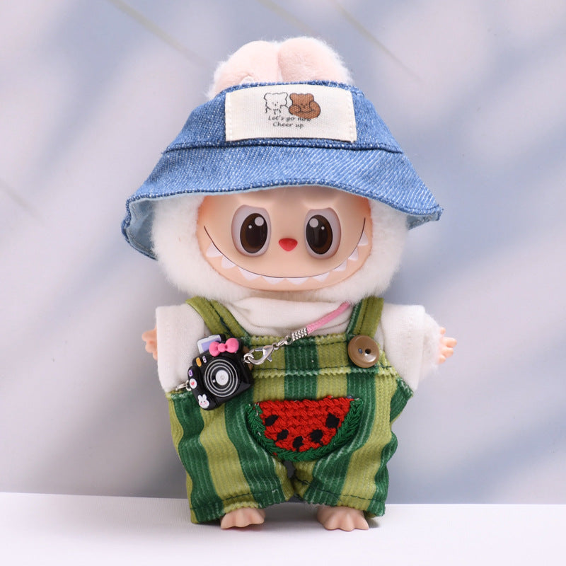仅娃衣】一二三代挂件labubu衣服西瓜背带裤套装拉布布娃衣着替