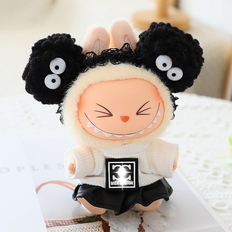 17cm labubu doll coat generation 2 labubu sitting party for leather jacket coat skirt hat shoes