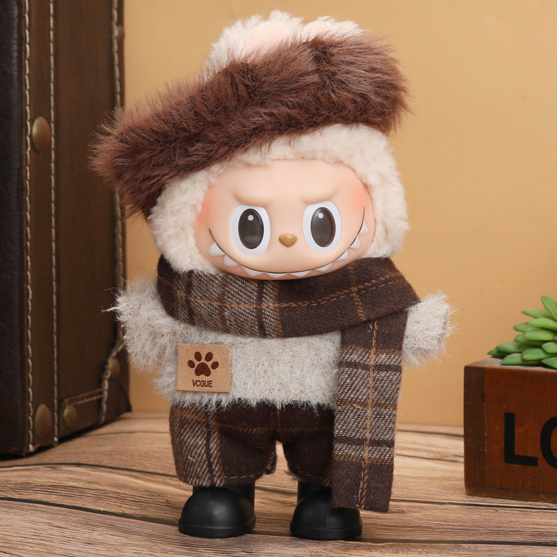 Wholesale 17cm Rab cloth doll labubu generation one or two sitting party suit change clothes vinyl doll